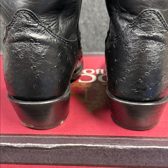 Nocona Black Ostrich Leather Boots 9D Texas Tech College Boots - Picture 12 of 16